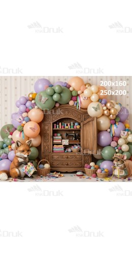 Tło fotograficzne „Pracownia krawiecka w lesie – pastelowa bajkowa aranżacja” | UB_800